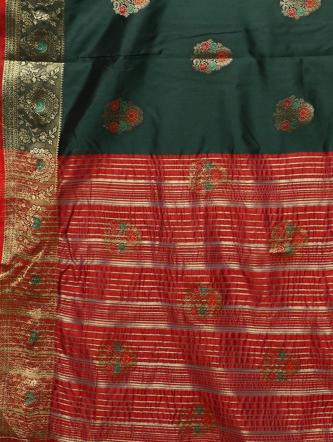 zari work woven saree with blouse - 18139842 - Standard Image - 3