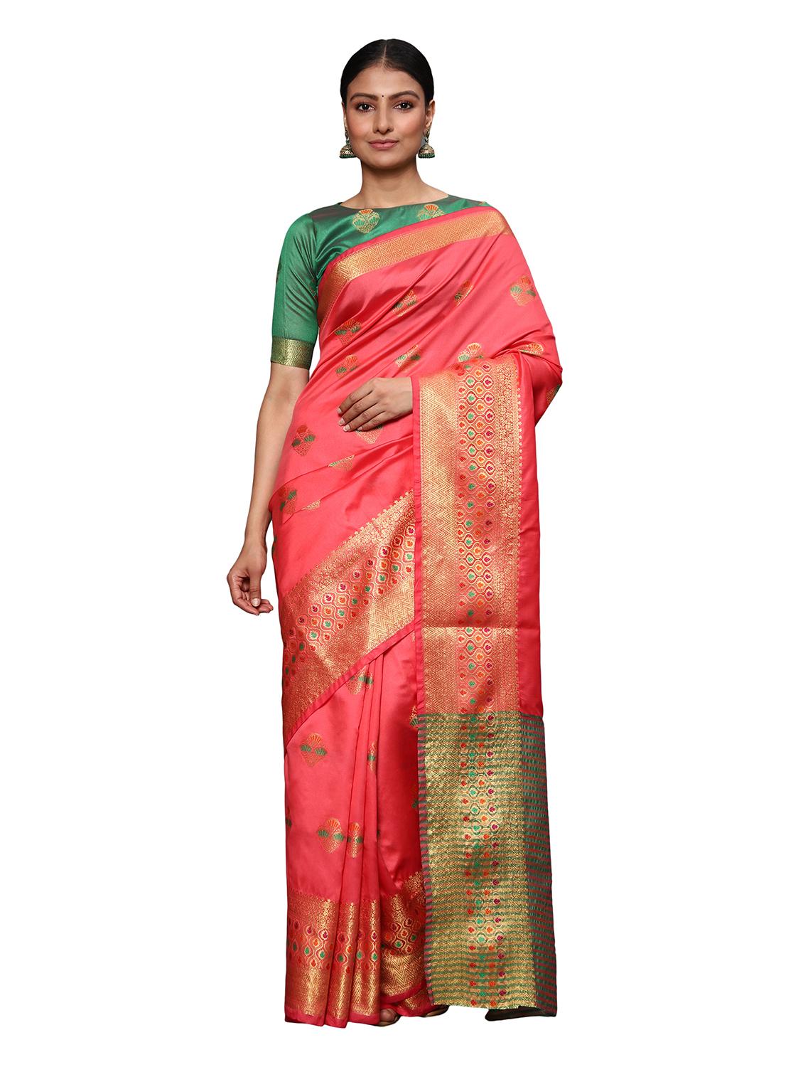 zari work woven saree with blouse - 18139846 -  Zoom Image - 0
