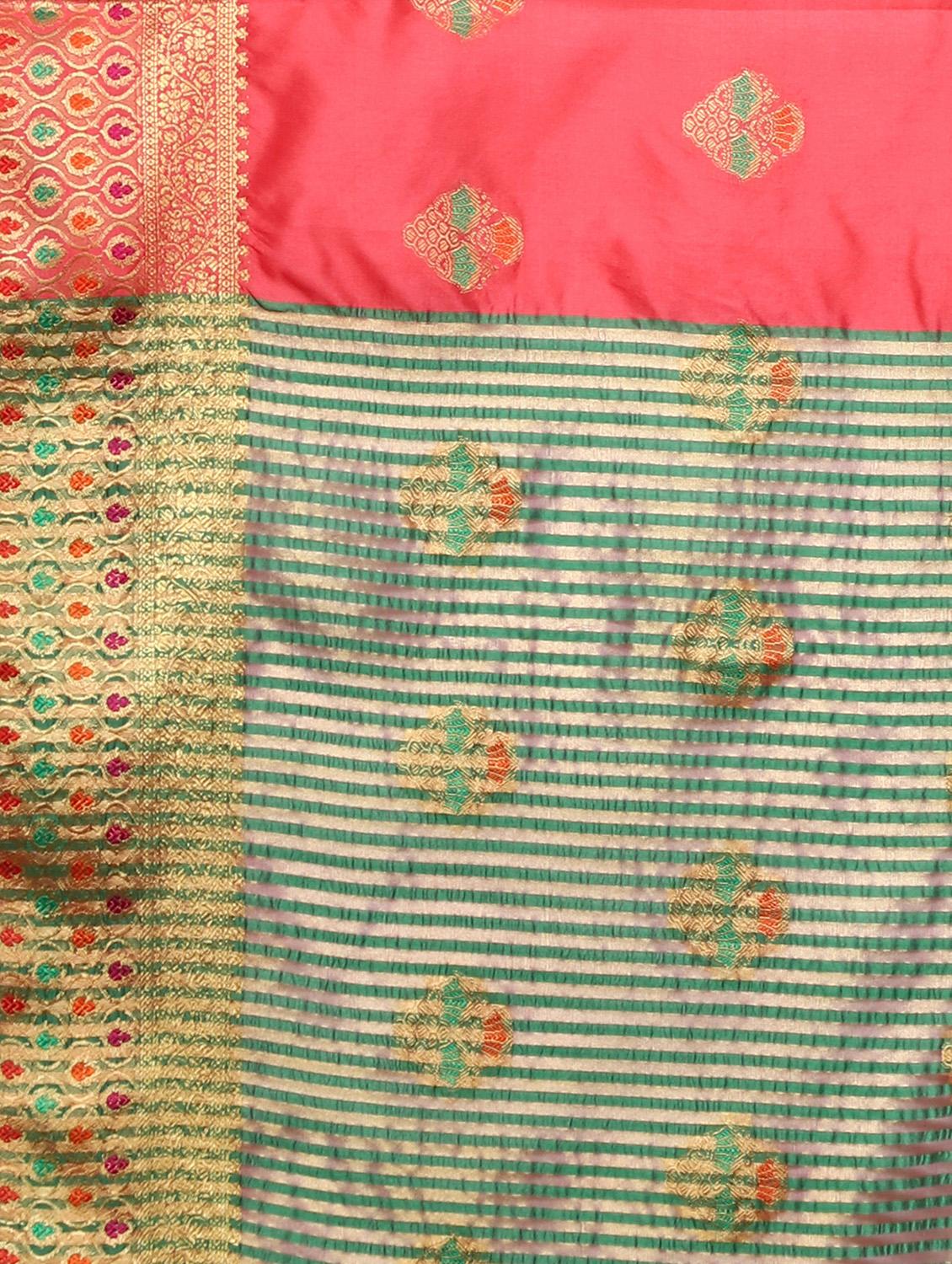 zari work woven saree with blouse - 18139846 - Standard Image - 3