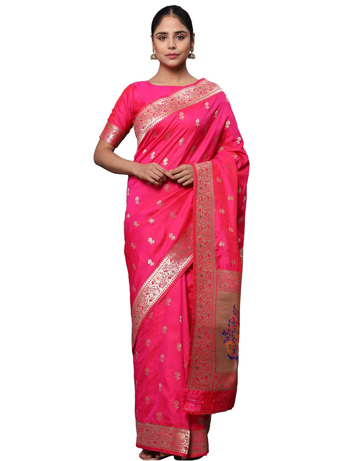 zari work woven saree with blouse - 18139852 -  Zoom Image - 0