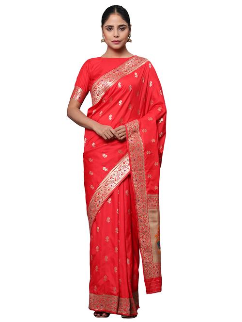 zari work woven saree with blouse - 18139853 -  Standard Image - 0