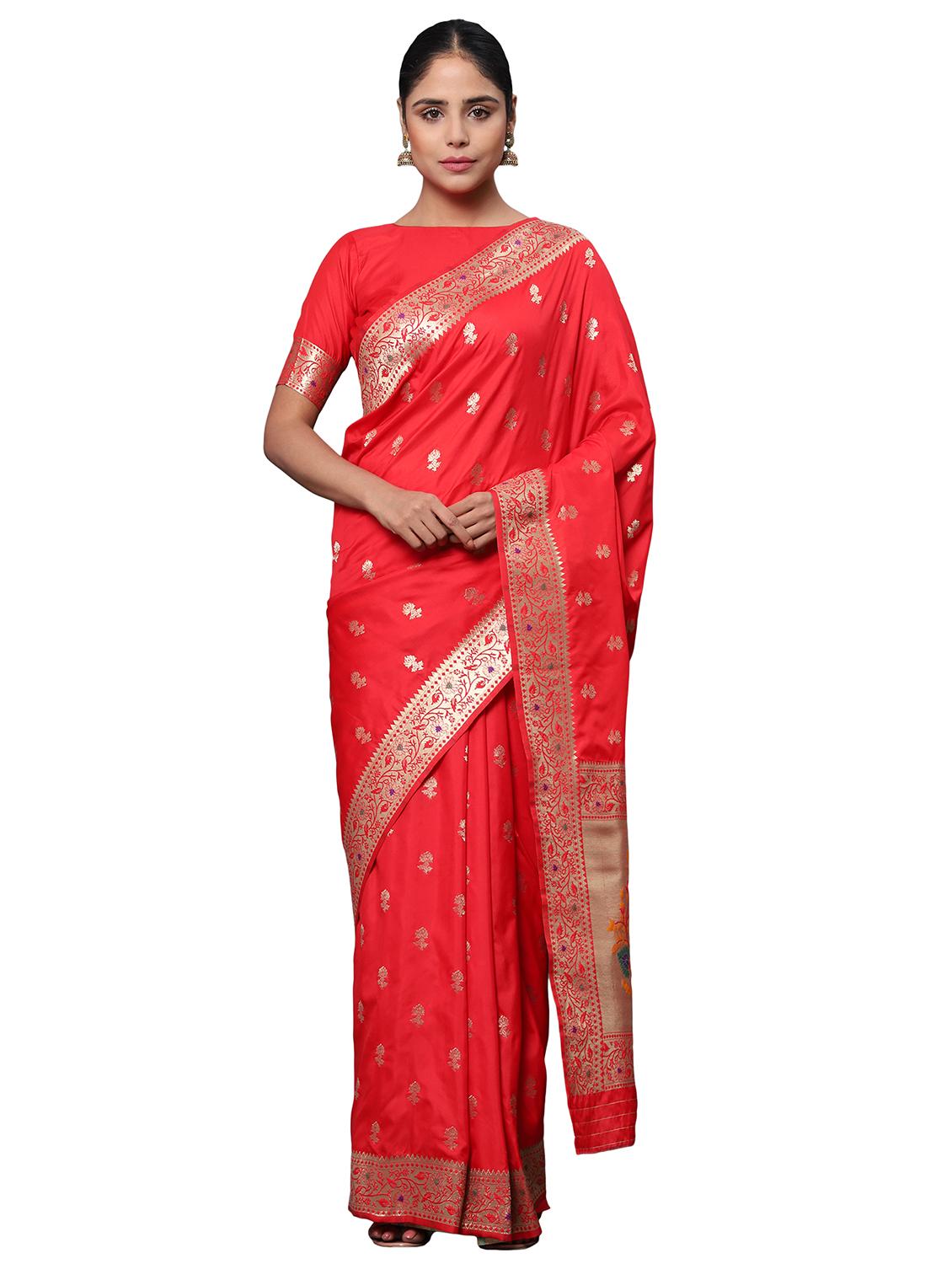 zari work woven saree with blouse - 18139853 -  Zoom Image - 0