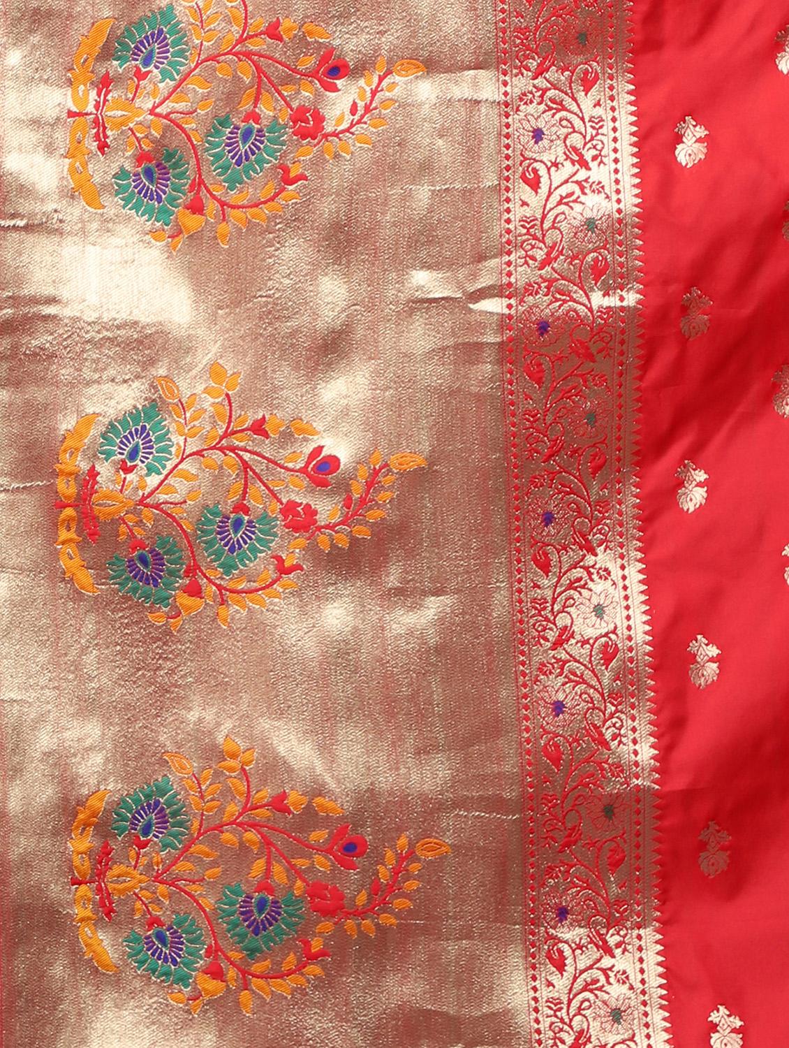 zari work woven saree with blouse - 18139853 - Standard Image - 3