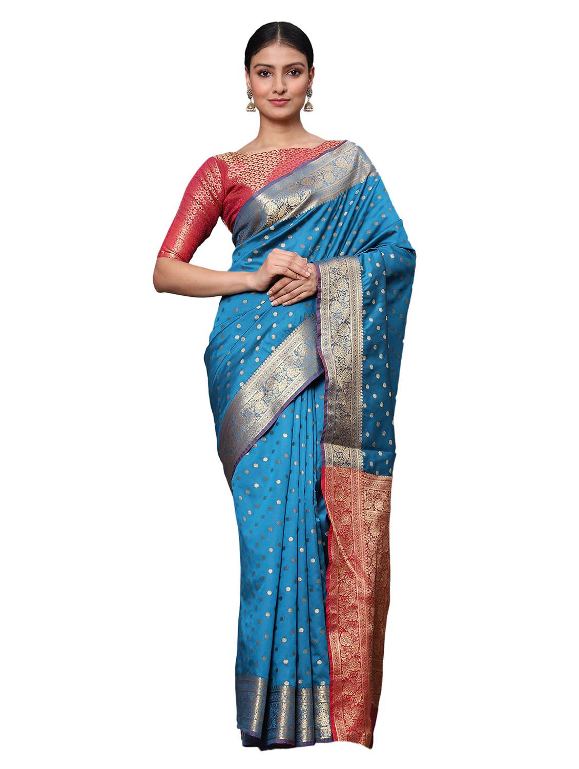 zari work woven saree with blouse - 18139854 - Zoom Image - 0