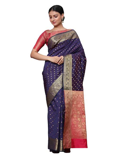 zari work woven saree with blouse - 18139857 - Standard Image - 0