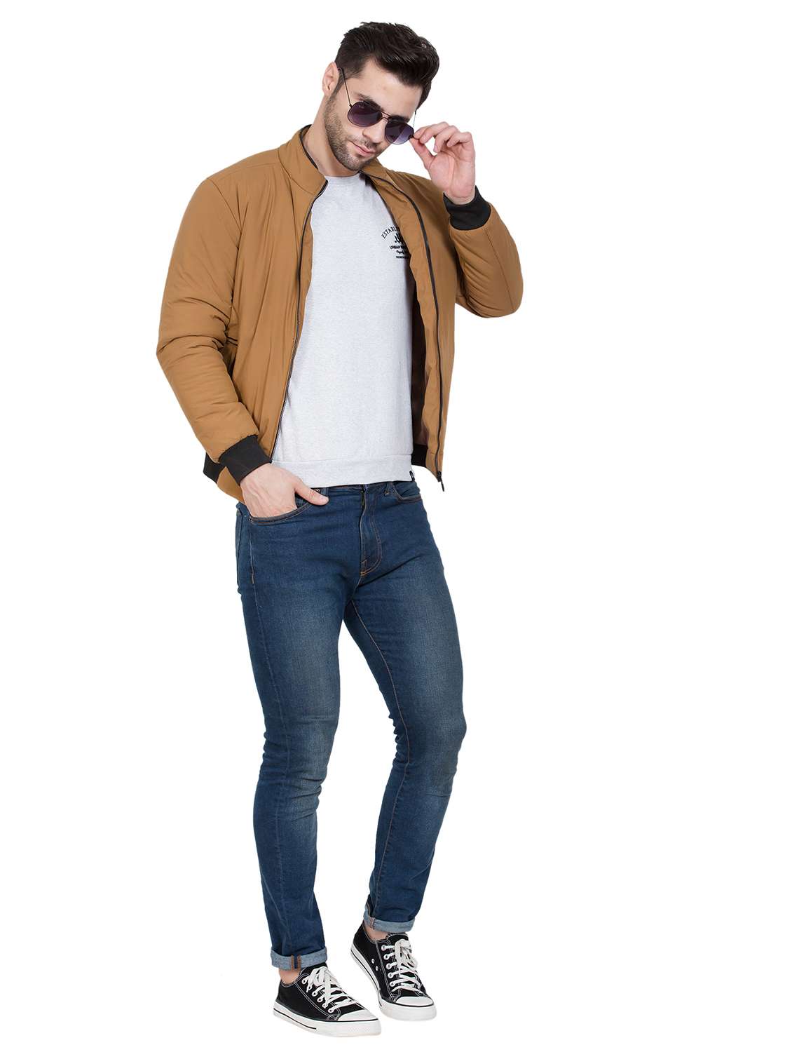 brown solid bomber jacket - 18139892 -  Standard Image - 3