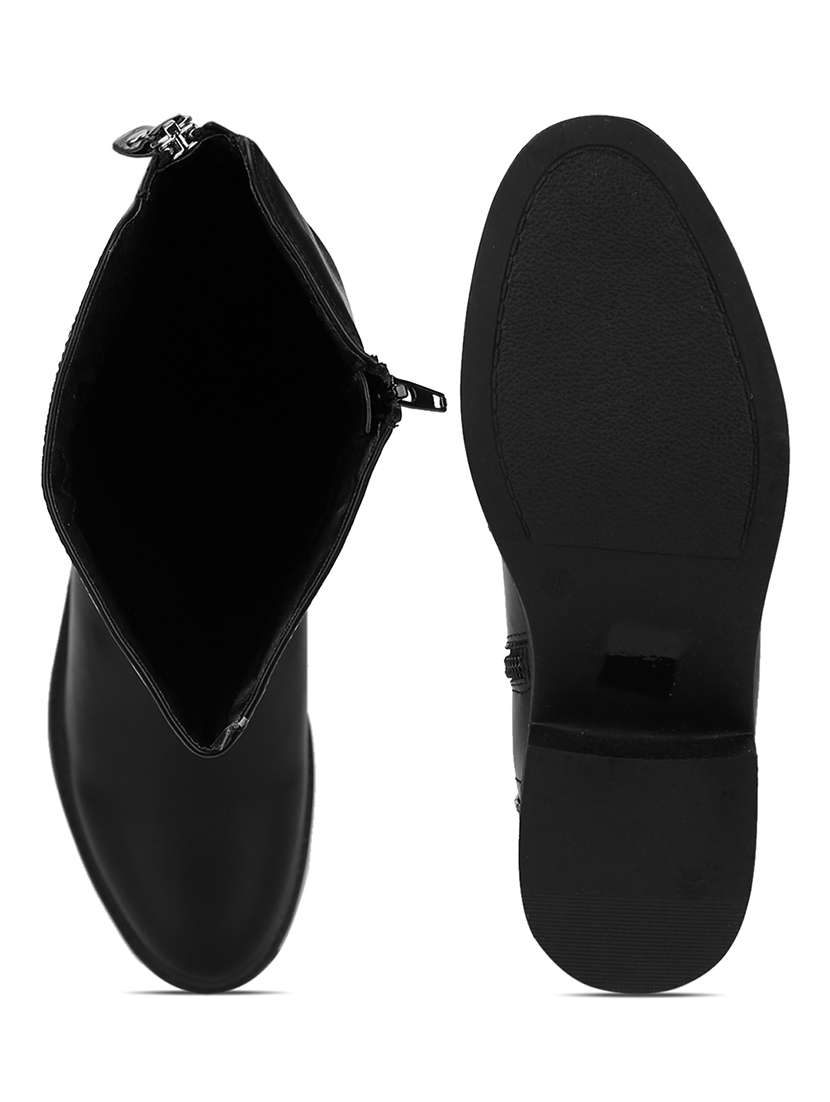 black pu knee length  boots - 18140992 -  Standard Image - 3