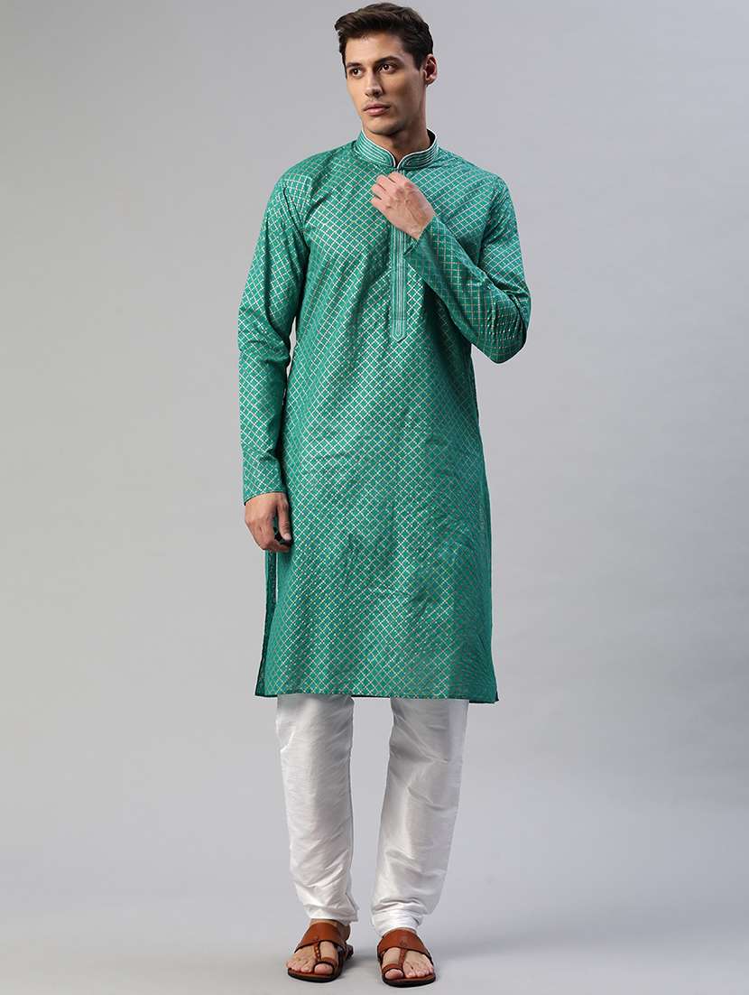 green printed kurta pyjama ethnic wear set - 18141454 - Zoom Image - 0