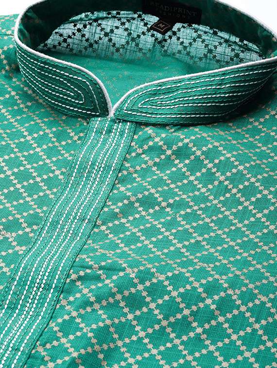 green printed kurta pyjama ethnic wear set - 18141454 - Standard Image - 3