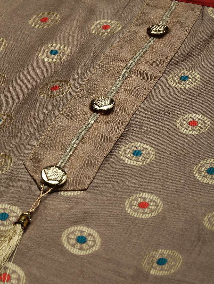 brown semi-stitched suit set - 18141633 - Standard Image - 3
