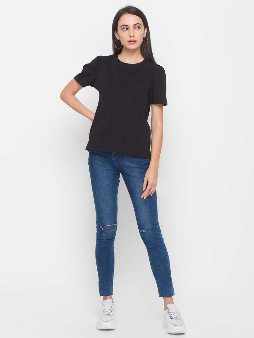 women's plain round neck t-shirt - 18141989 -  Standard Image - 3