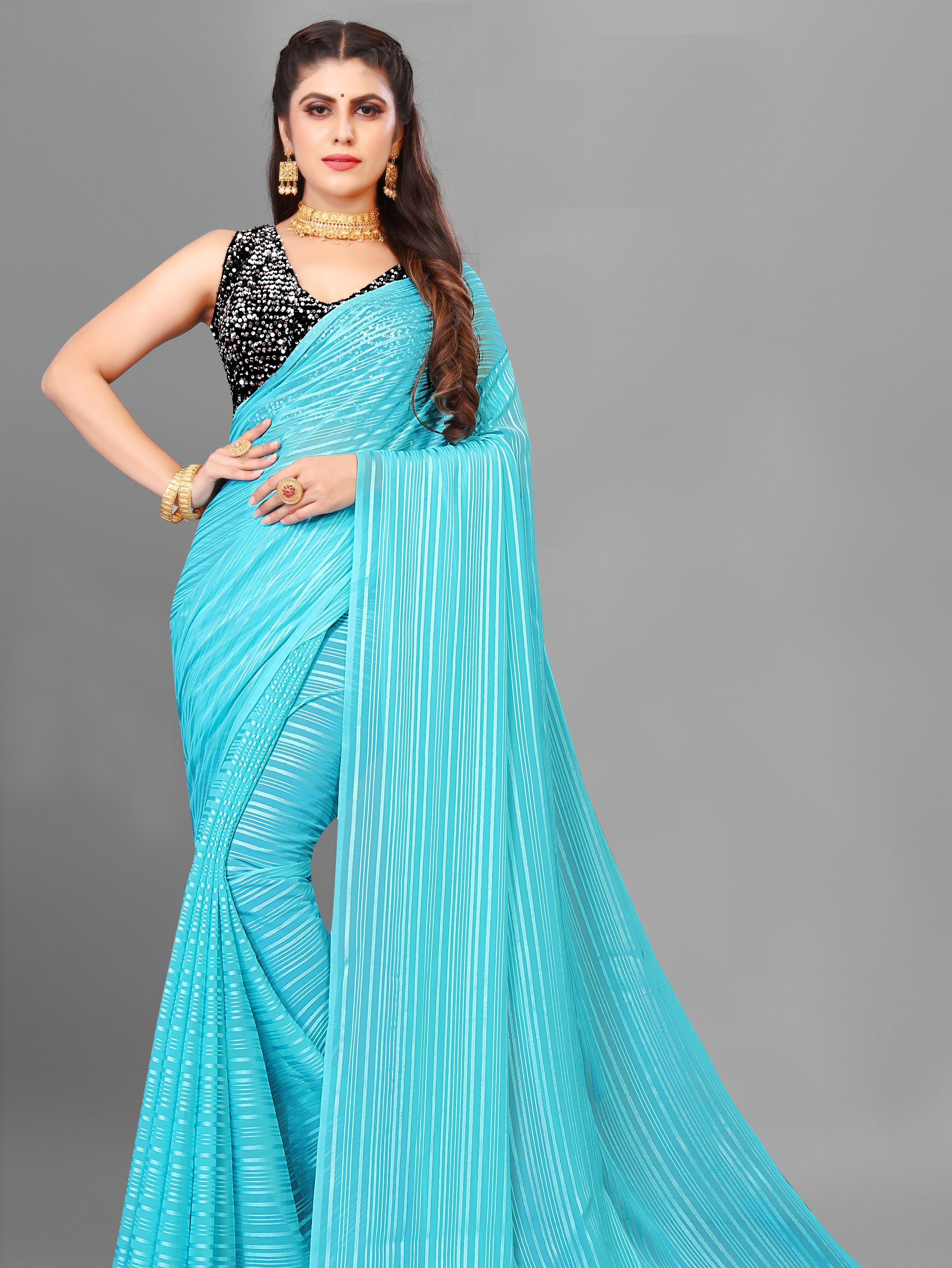 sky blue artsilk saree - 18142000 - Zoom Image - 0