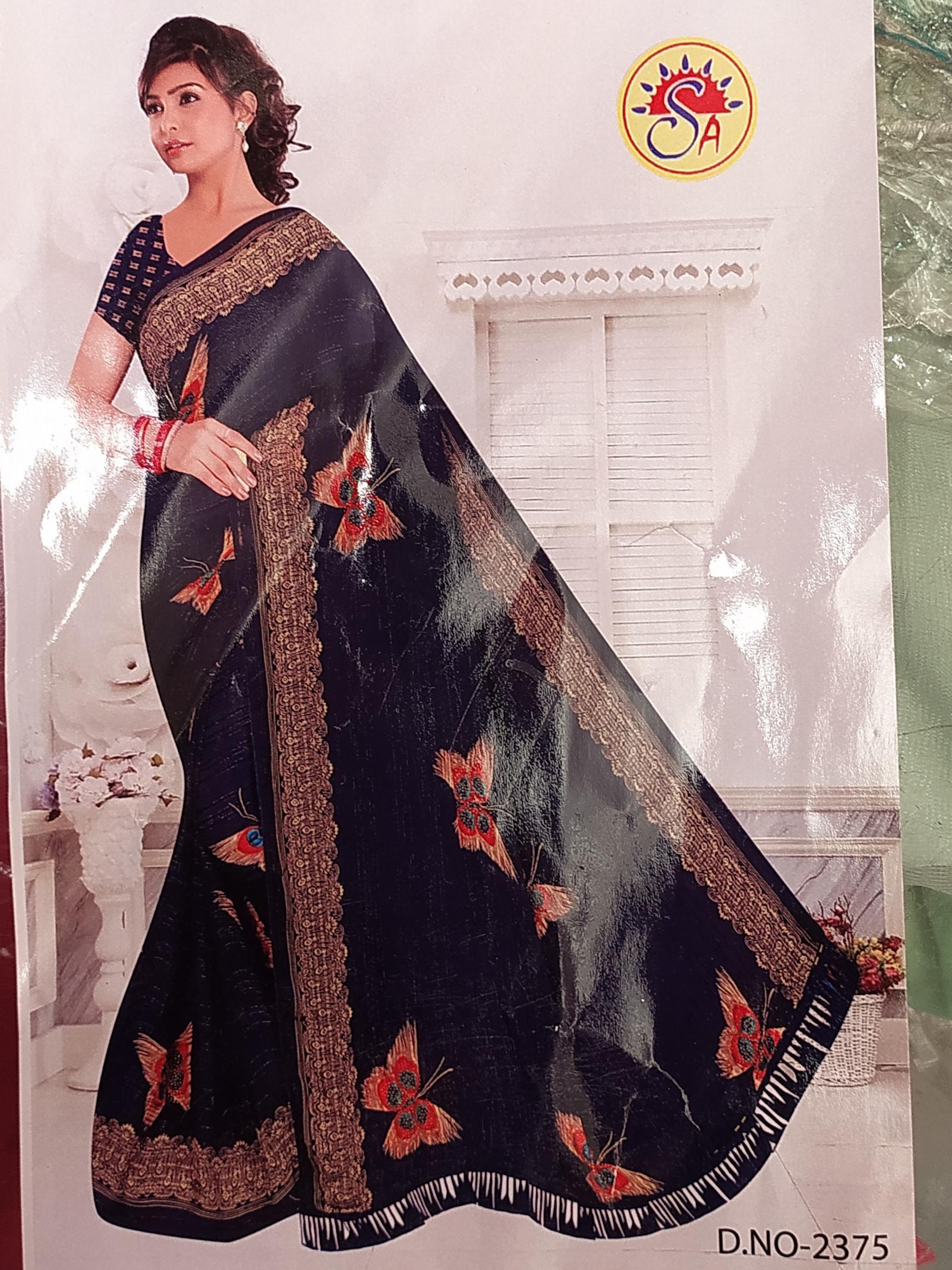 saree blue satan patti - 18143032 - Zoom Image - 0