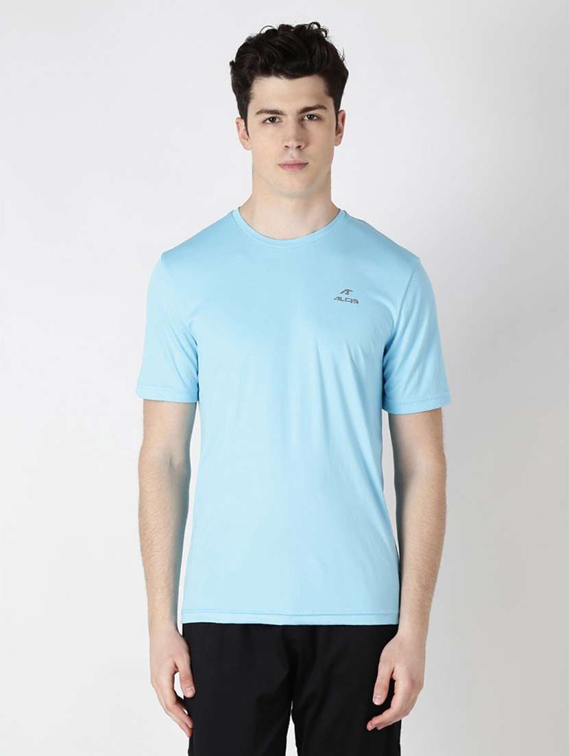 blue solid t-shirt - 18143500 -  Zoom Image - 0