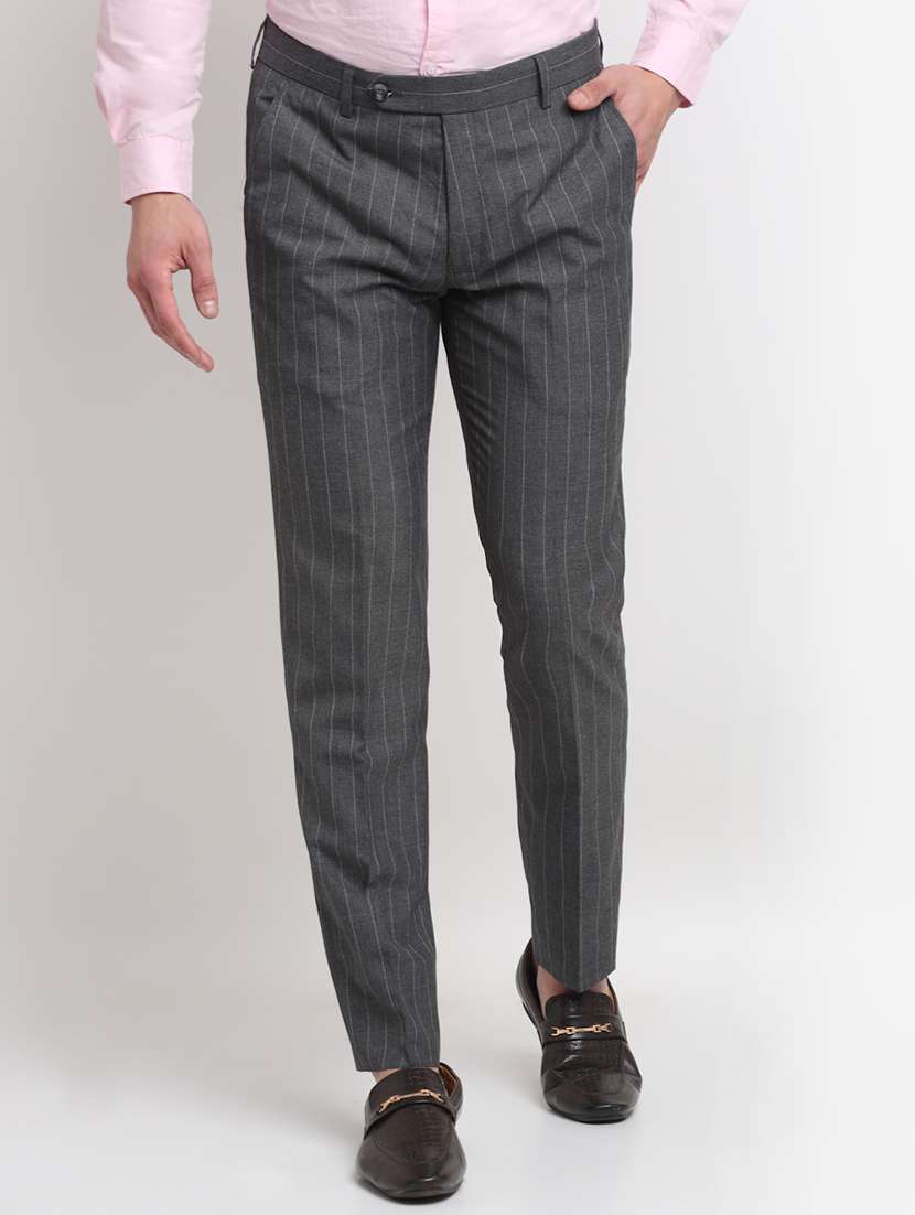 grey striped formal trouser