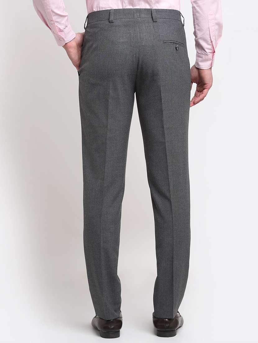 Charcoal Grey Solid Formal Trouser