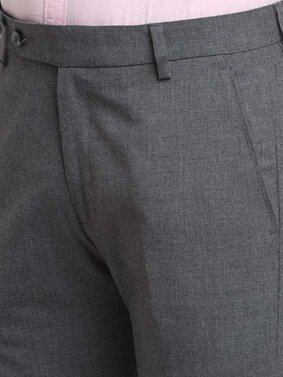 Charcoal Grey Solid Formal Trouser
