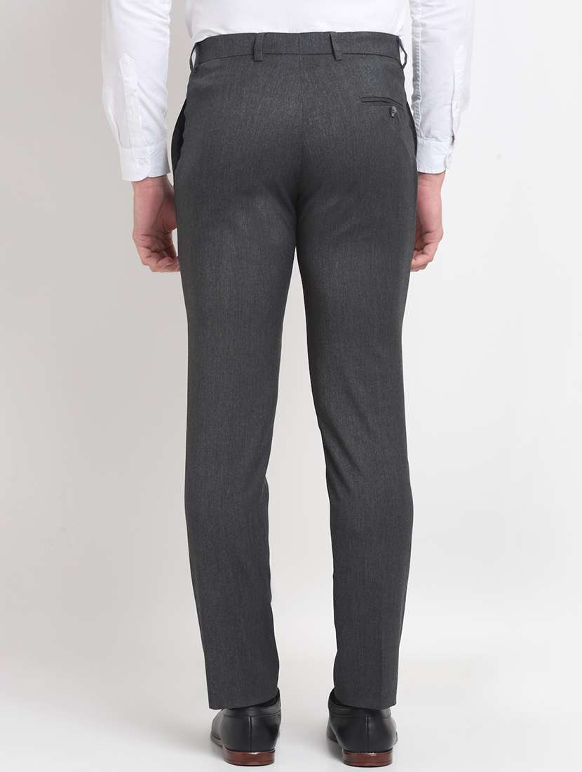 Grey Solid Formal Trouser