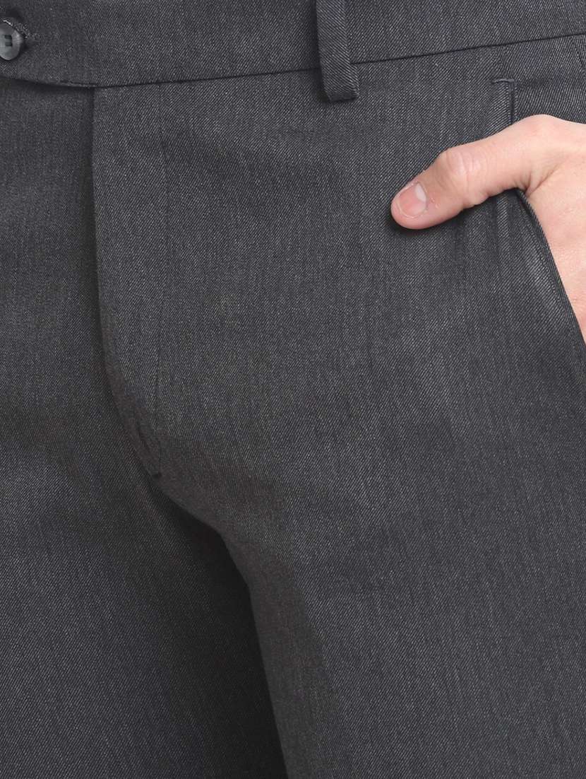 Grey Solid Formal Trouser