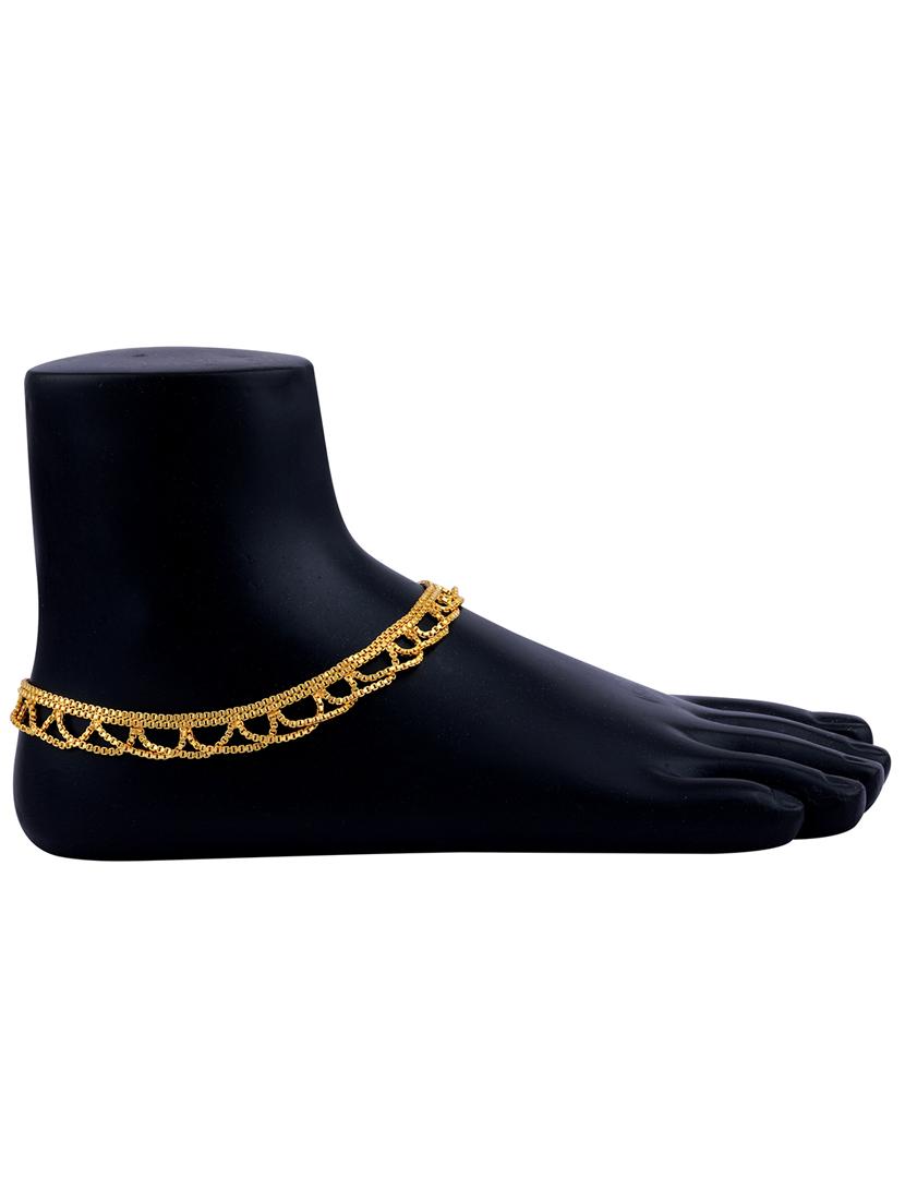 gold metal anklets and payal - 18145213 - Standard Image - 3