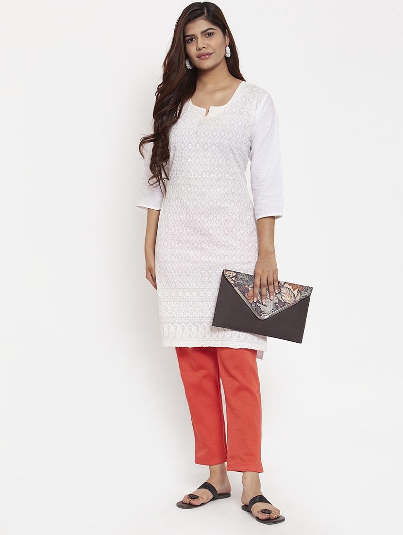 women solid ankle length pants - 18146274 - Standard Image - 3