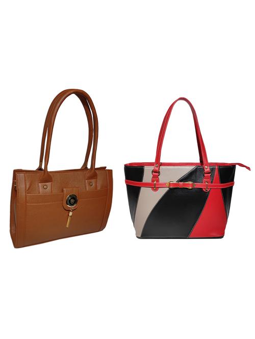 multi colored leatherette (pu) combo handbag - 18146355 -  Standard Image - 0
