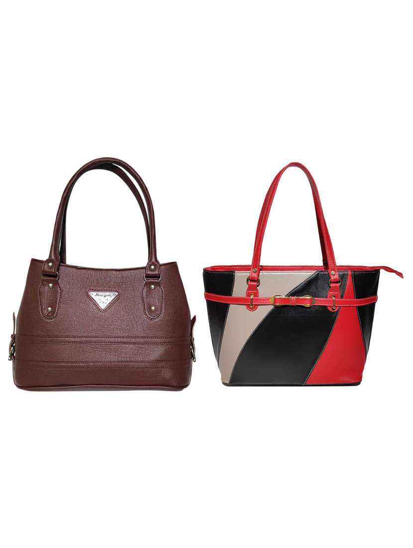 multi colored leatherette (pu) combo handbag
