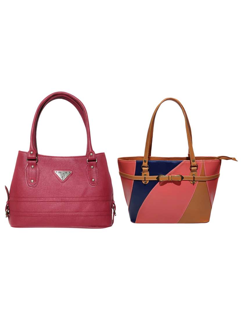 multi colored leatherette (pu) combo handbag