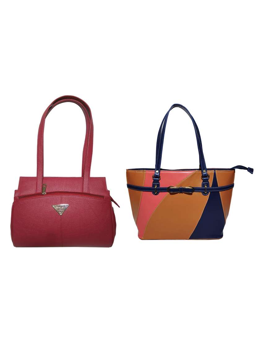 multi colored leatherette (pu) combo handbag