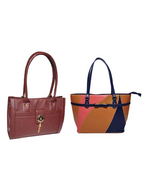 multi colored leatherette (pu) combo handbag - 18146387 -  Standard Image - 0