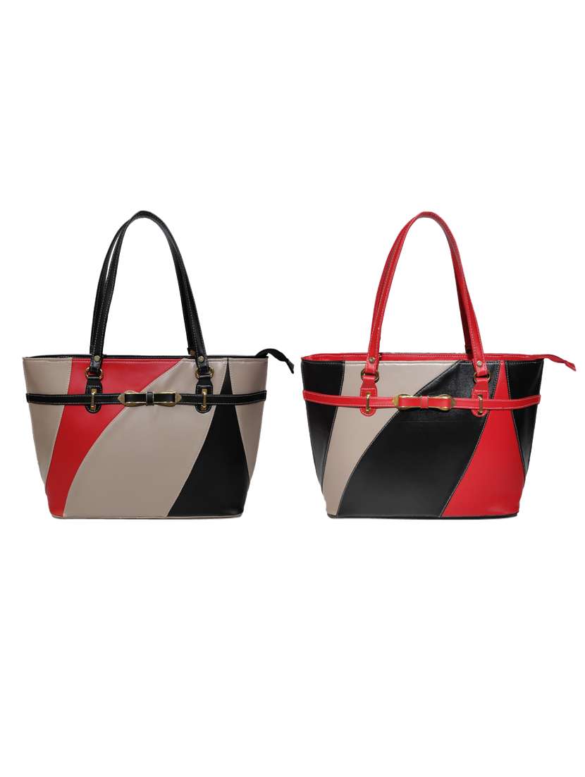 multi colored leatherette (pu) combo handbag