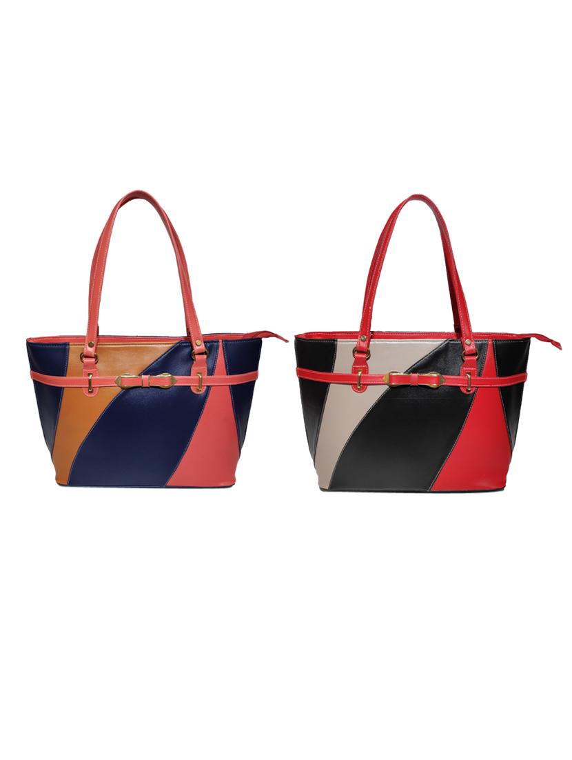 multi colored leatherette (pu) combo handbag