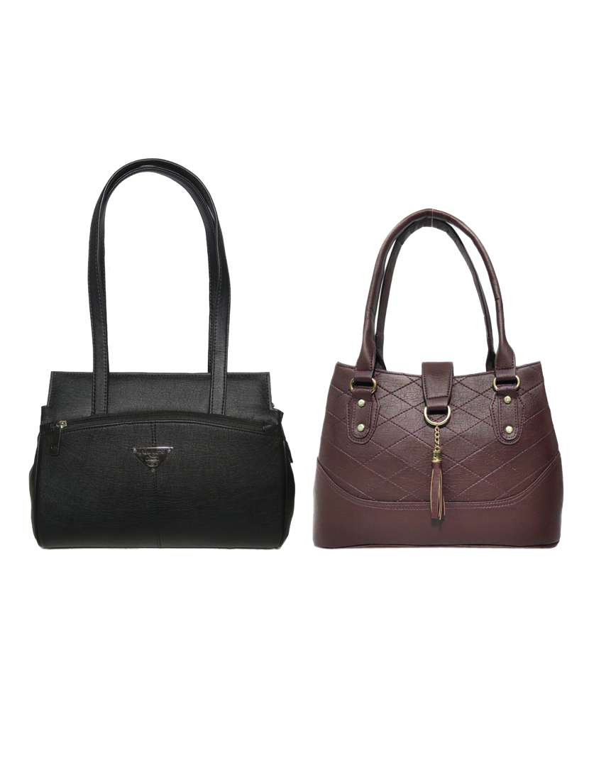 multi colored leatherette (pu) combo handbag