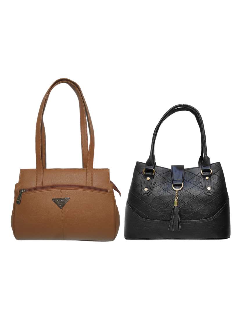 multi colored leatherette (pu) combo handbag