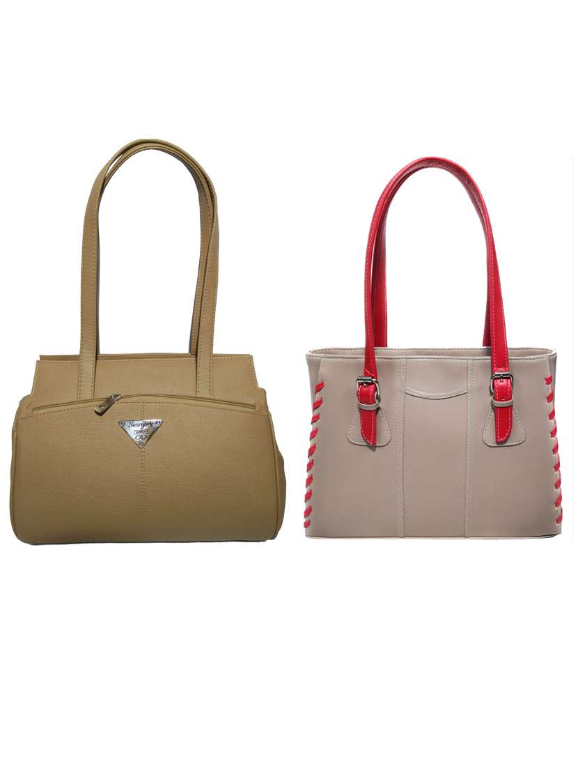 pack of 2 leatherette (pu) combo handbag