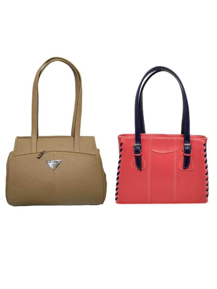 pack of 2 leatherette (pu) combo handbag