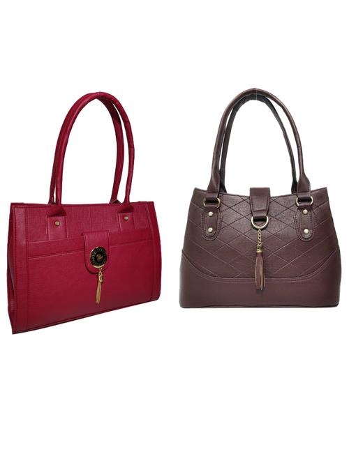 pack of 2 leatherette (pu) combo handbag - 18146514 - Standard Image - 0