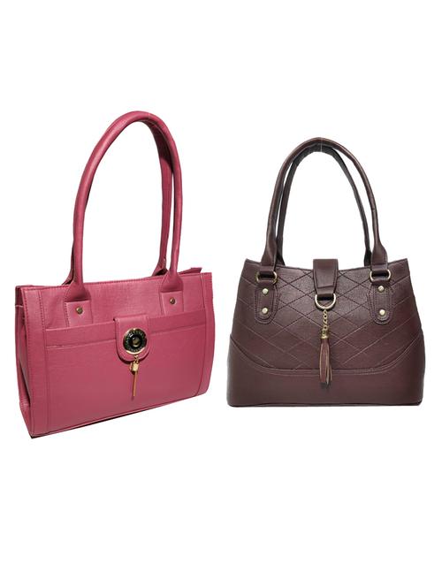 pack of 2 leatherette (pu) combo handbag - 18146518 -  Standard Image - 0