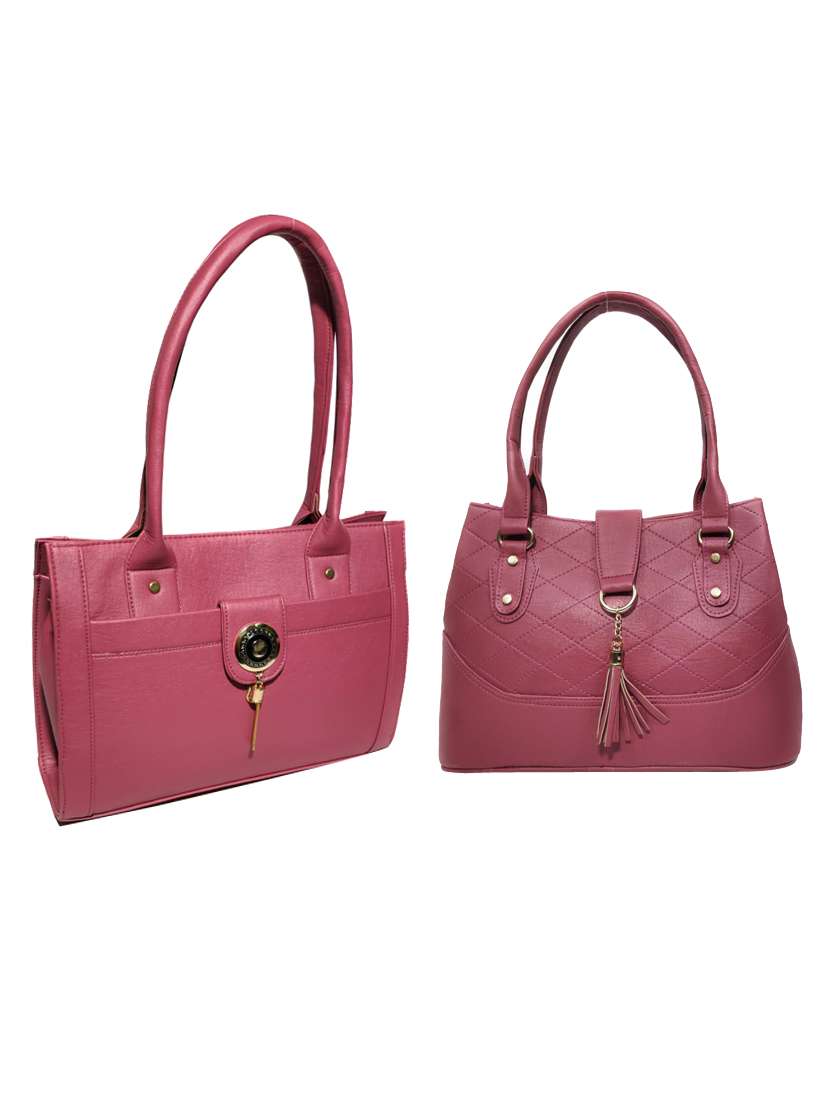 pack of 2 leatherette (pu) combo handbag