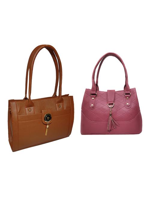 pack of 2 leatherette (pu) combo handbag - 18146526 - Standard Image - 0