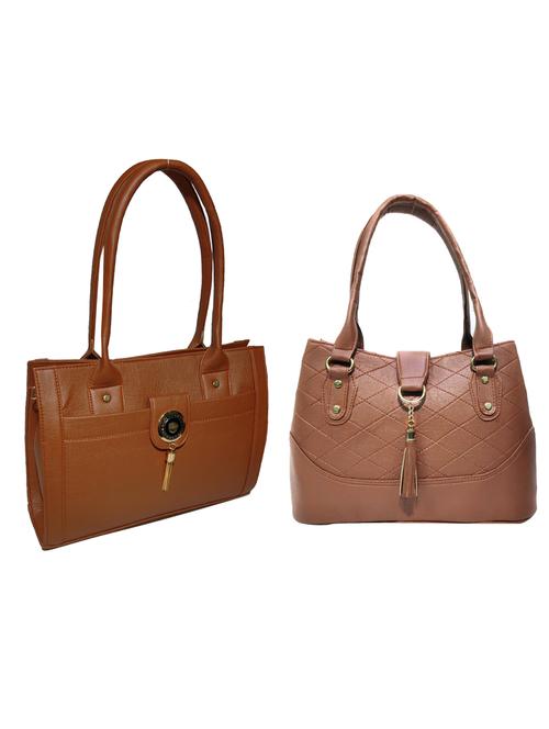 pack of 2 leatherette (pu) combo handbag - 18146527 - Standard Image - 0