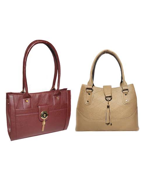 pack of 2 leatherette (pu) combo handbag - 18146533 -  Standard Image - 0