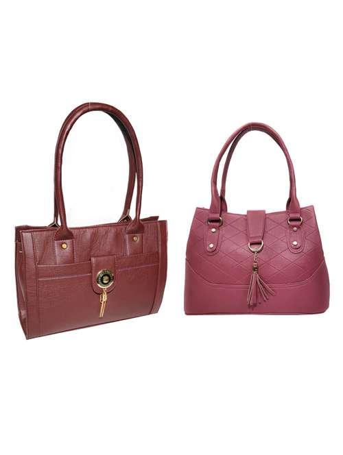 pack of 2 leatherette (pu) combo handbag - 18146535 -  Standard Image - 0