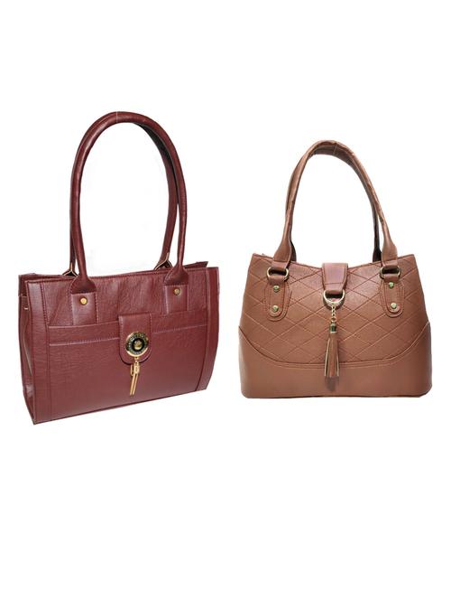 pack of 2 leatherette (pu) combo handbag - 18146536 - Standard Image - 0