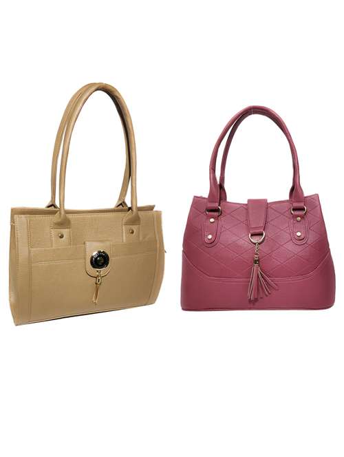 pack of 2 leatherette (pu) combo handbag - 18146538 -  Standard Image - 0