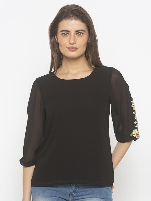 round neck solid top - 18146816 - Standard Image - 0