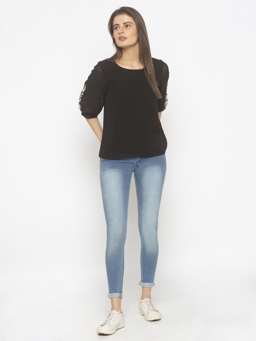 round neck solid top - 18146816 - Standard Image - 3