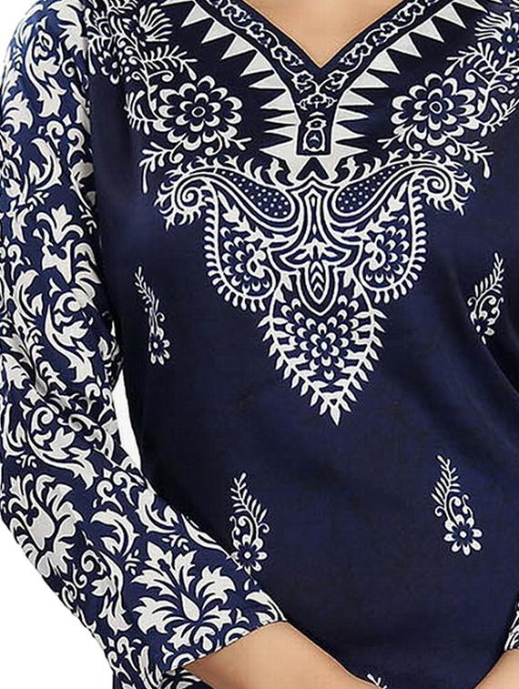 dark blue crepe kurti - 18151749 - Standard Image - 3