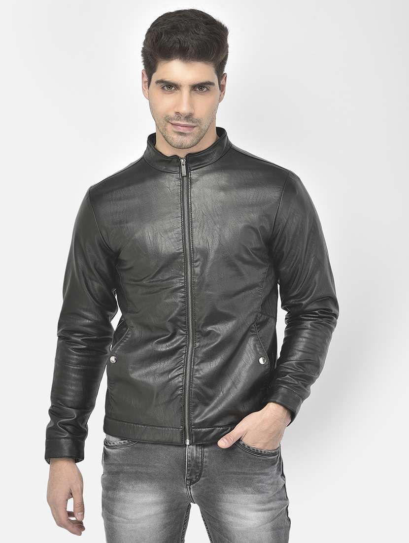black solid biker jacket