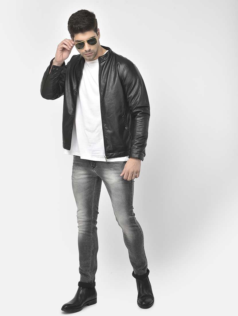 black solid biker jacket - 18151761 -  Standard Image - 3